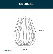 Kit 3 Luminárias Lustre Pendente Madeira E27 15x17cm